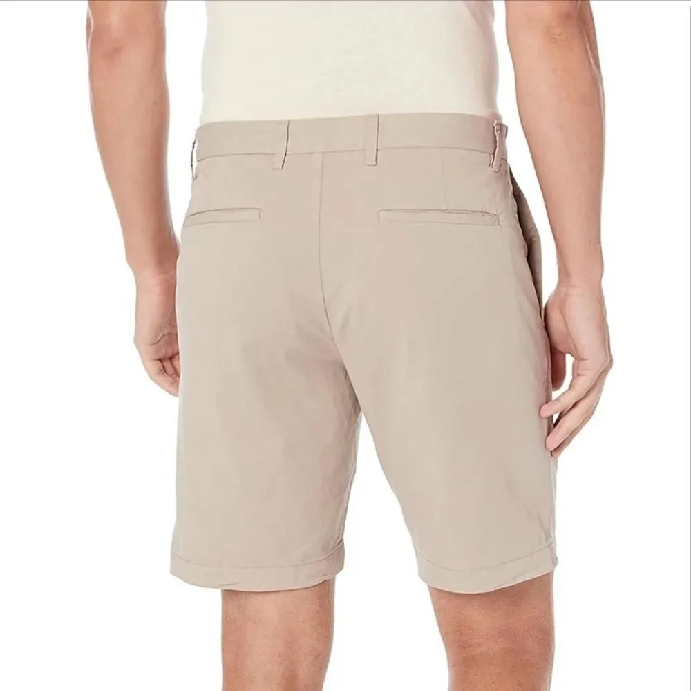 Theory Zaine Atlas Twill Shorts Men's 32 Light Beige Flat Front Performance
